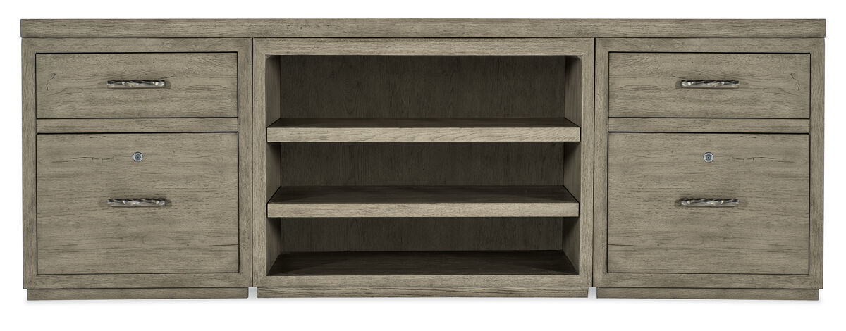 Linville Falls 84" Credenza with Two Files and Open Desk Cabinet