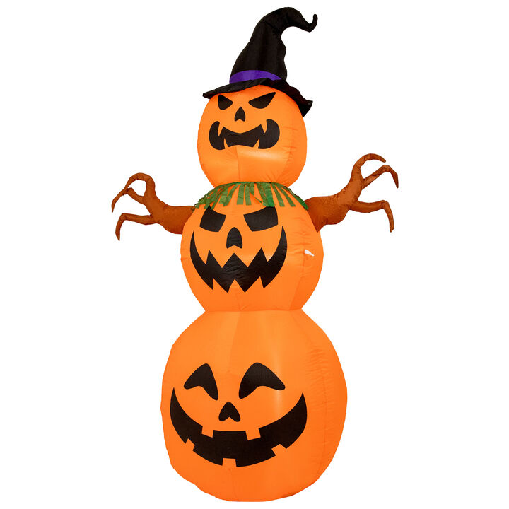 Sunnydaze Jack-O-Lantern Scarecrow 7 ft Inflatable Halloween Decoration