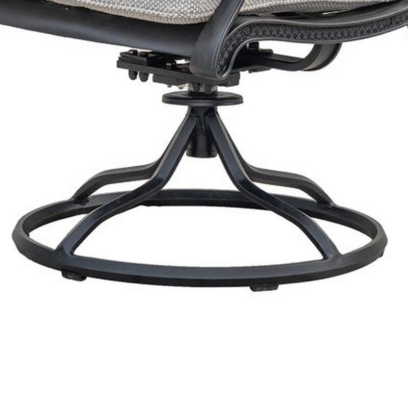 Zoe Outdoor Dining Swivel Rocker Chair Set of 2, Black Aluminium, Taupe