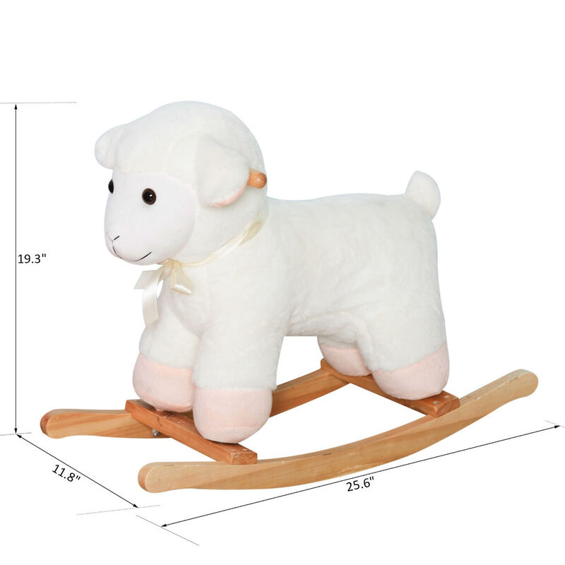 Woolly Wonder: White Wooden Lamb Rocking Horse for Kids