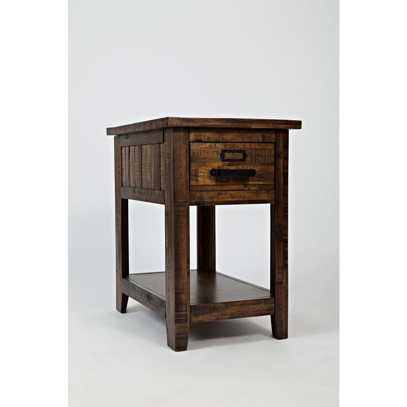 Starlight Canyon Home Gray One Drawer Chairside Table with Acacia and Veneer for Industrial Style