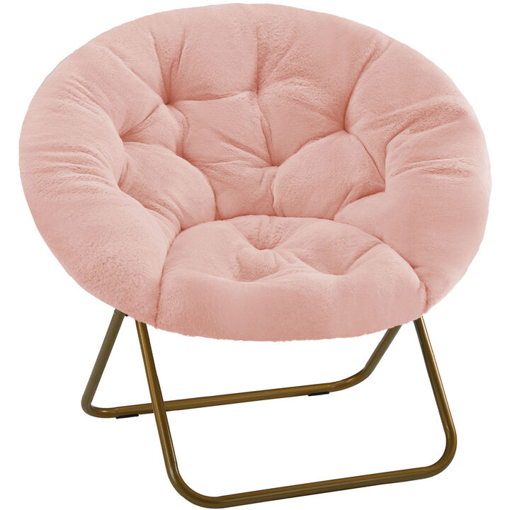 Merax Cozy Faux Fur Lazy Sofa Chair with Metal Frame Anti-Slip Leg