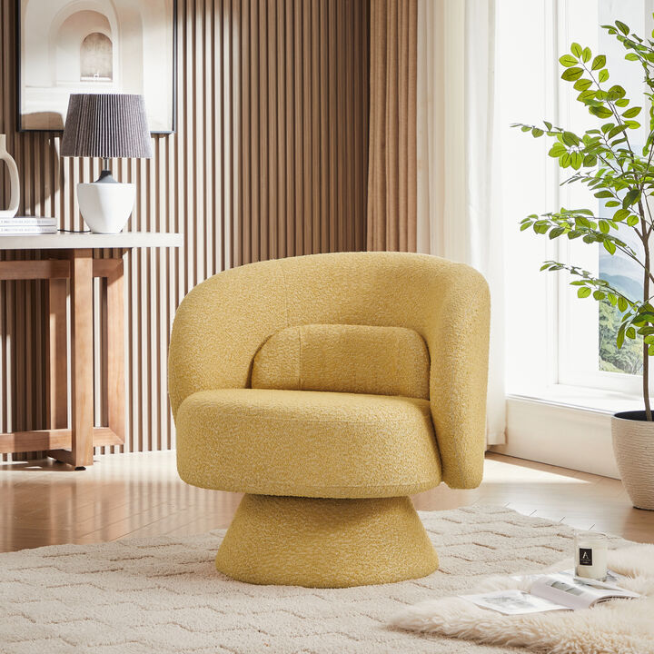 Yellow Swivel Barrel Chair with Toss Pillows