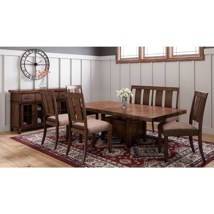 Jofran Mission Viejo Distressed Upholstered Dining Bench