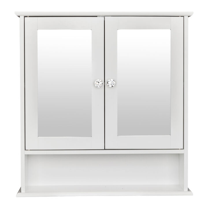 Double Door Mirror Bathroom Storage Cabinet, Wall-Mounted Organizer for Home