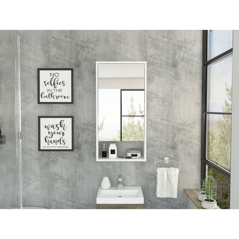 Mariana Medicine Cabinet, One External Shelf, Single Door Mirror Two Internal Shelves - White