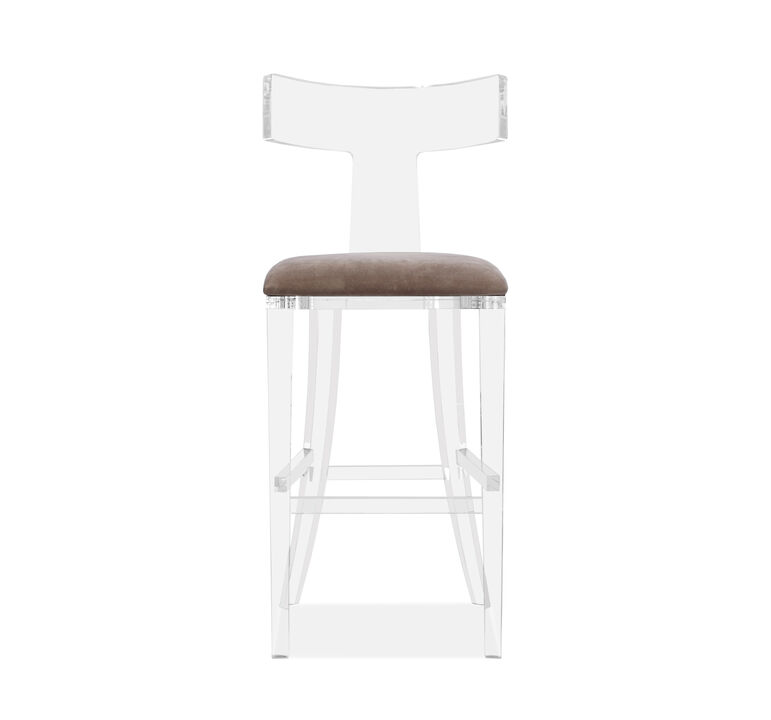Tristan Klismos Bar Stool - Grey Velvet