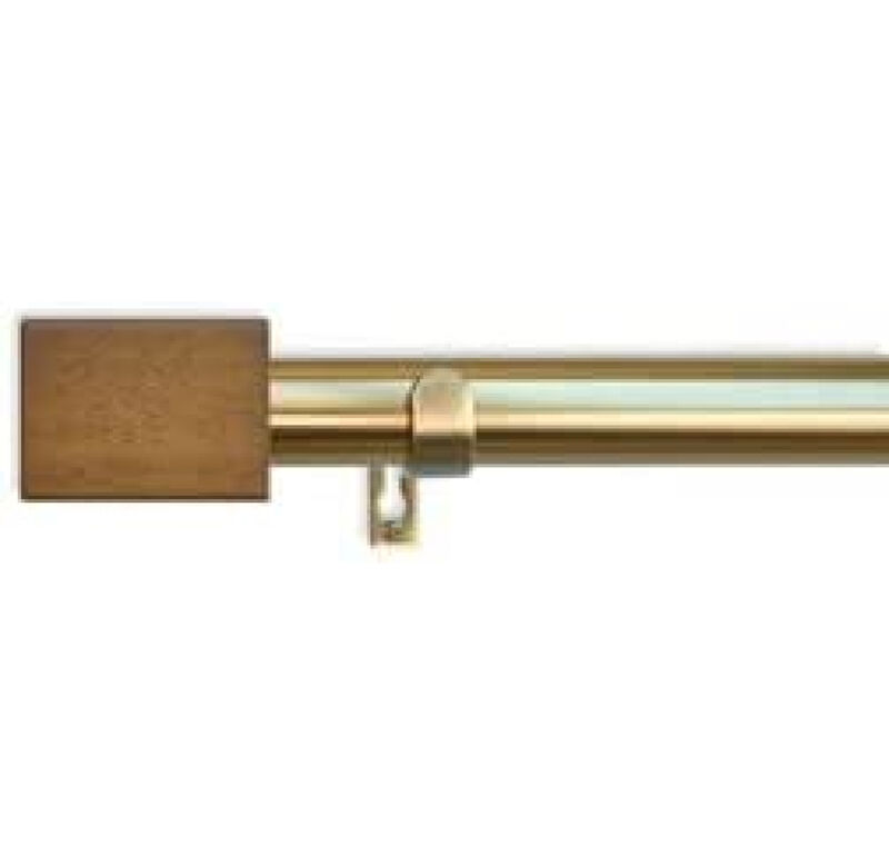Linen Avenue Wood Rectangle Single Window Curtain Rod Set
