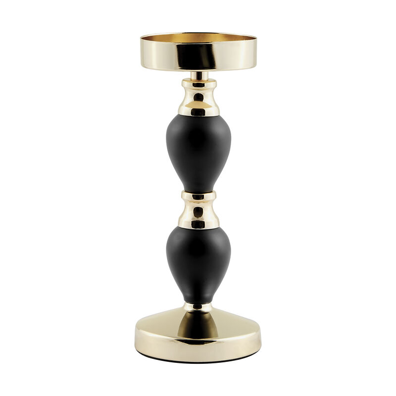 Talia Black and Gold Candlestick Taper Candle Holders - Set of 3
