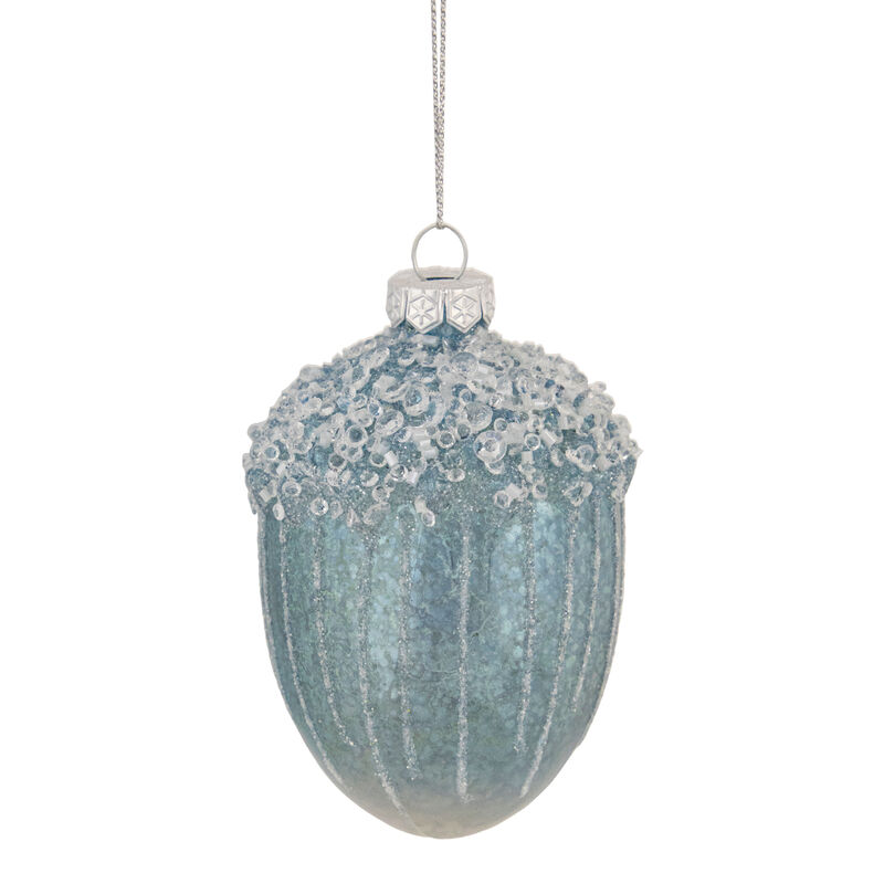 4.5" Blue Glittered Mercury Glass Pine Cone Christmas Ornament
