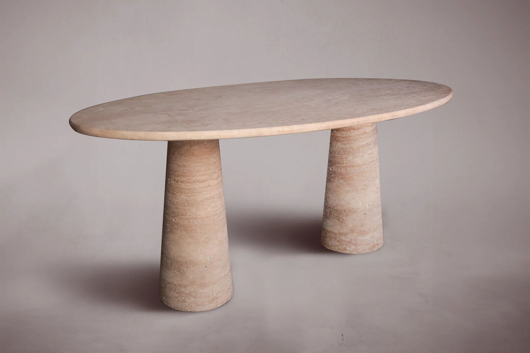 Travertine Oval Dining Table 80"