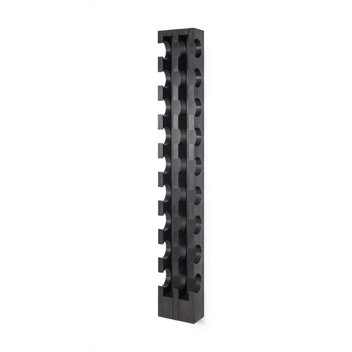 Solid Hardwood Wine Rack for 9 Bottles - Black Wall-Mounted Handmade Wine Bottle Holder