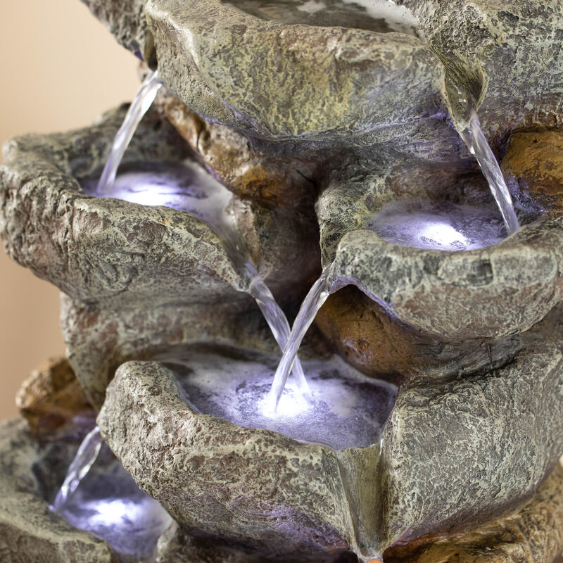 Cascading Electric Powered 8-Tier Rock Water Fountain 18.5" for Indoor and Outdoor Use