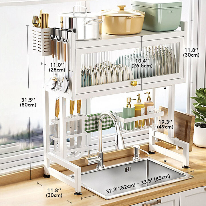 Over The Sink Dish Rack with Cutlery Drainer by Joybos, Compact Kitchen Organizer