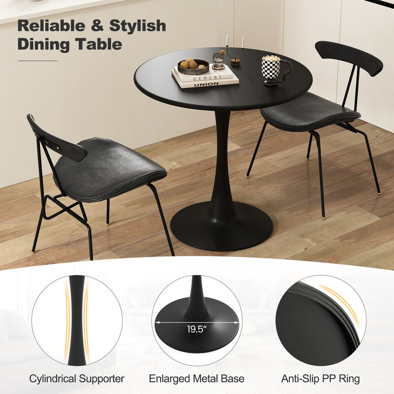 31.5 Inch Round Dining Table with Anti-Slip PP Ring-Black
