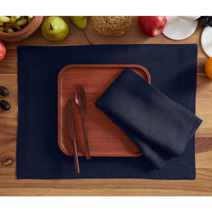 Solino Home 100% Pure Linen Placemats  Set of 4, 14 x 19 Inch | Sonoma