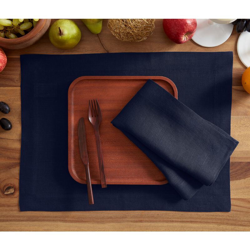 Solino Home 100% Pure Linen Placemats  Set of 4, 14 x 19 Inch | Sonoma