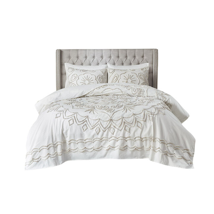 Gracie Mills Gertrude 3 Piece Tufted Cotton Chenille Coverlet Set