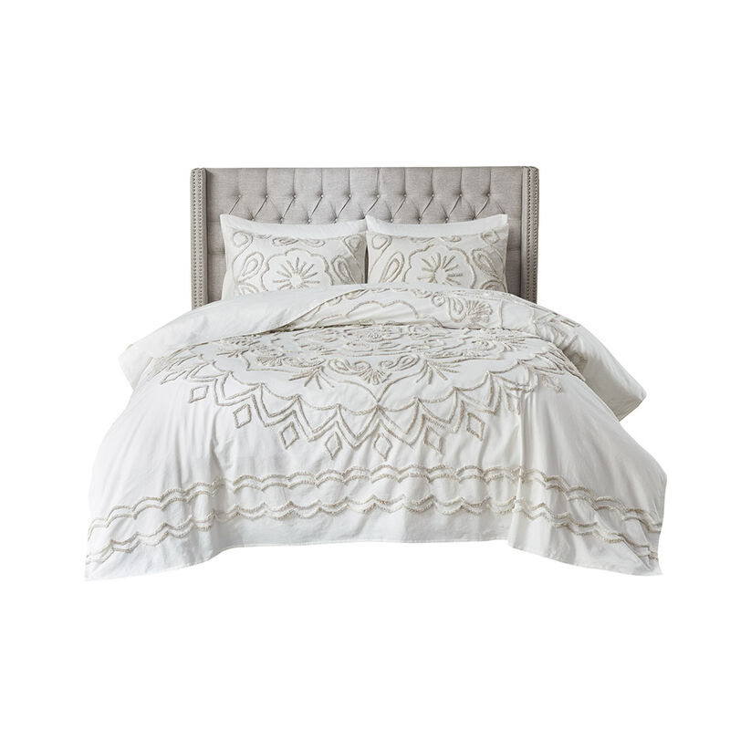 Gracie Mills Gertrude 3 Piece Tufted Cotton Chenille Coverlet Set