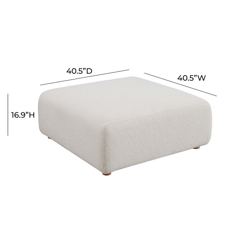 Hangover Cream Heavy Textured Fabric Ottoman