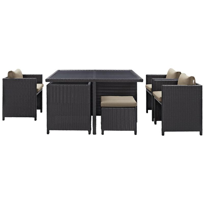 Inverse 9 Piece Outdoor Patio Dining Set - Espresso Mocha