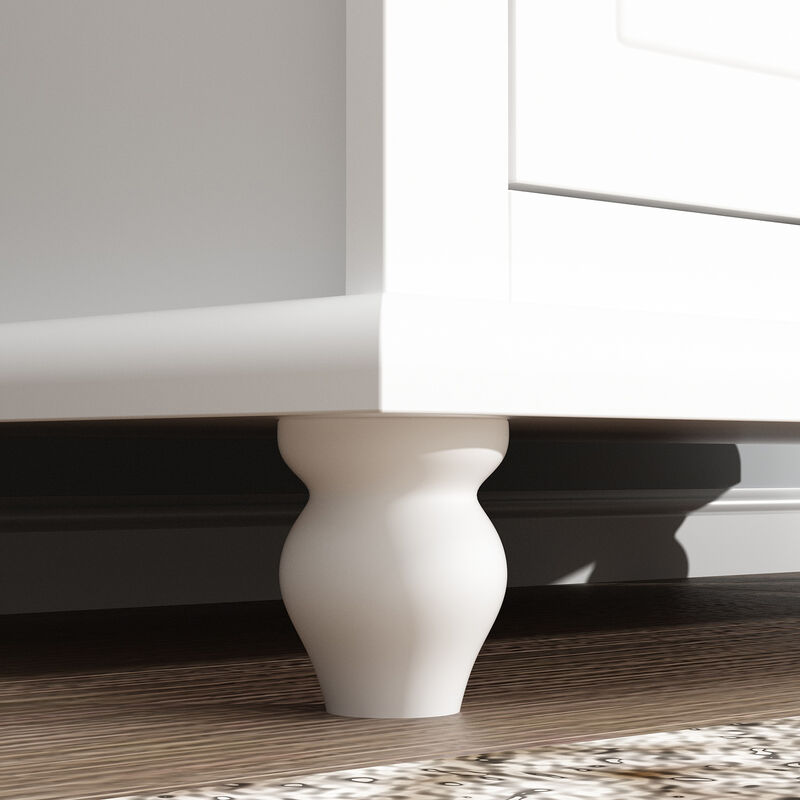 White Wooden Sideboard, Storage Cabinet, with 3 Shelves, 2 Doors and 1 Drawer, for Kitchen and Living room