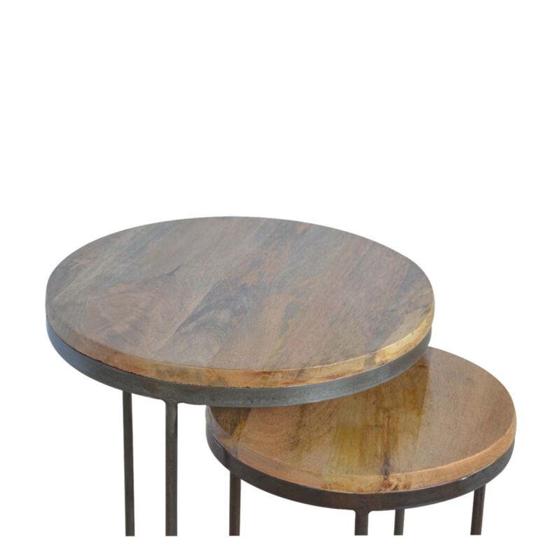 End Table Set of 2 with Iron Base
