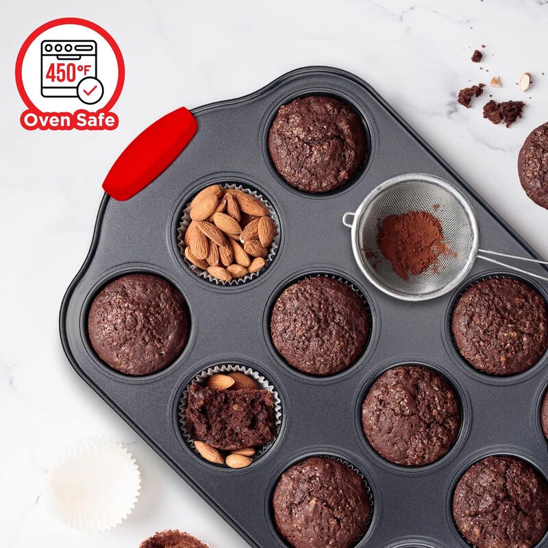 BAKKEN Kitchen Baking Pan Set - Nonstick Coating, Carbon Steel Bakeware Sets with Handles, Baking Kitchen Essentials, PFOA, PFOS, PTFE Free, Oven Safe Tray (Up To 450° F), Set of 18