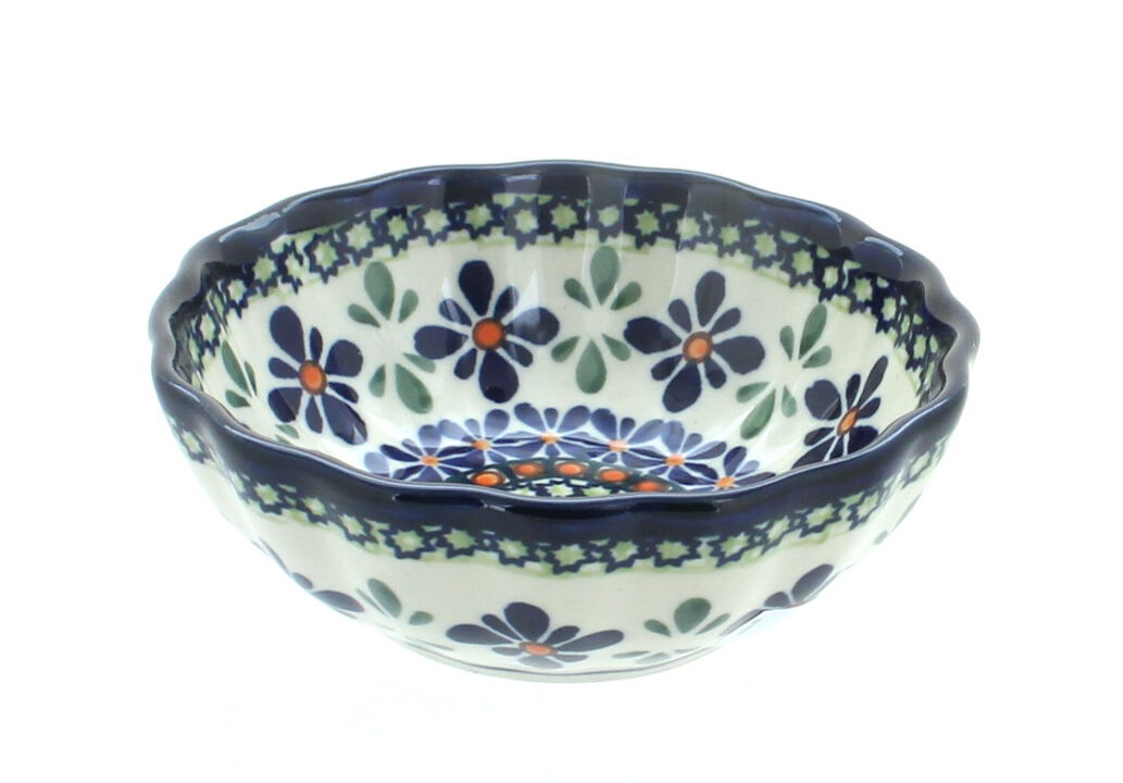 Blue Rose Polish Pottery Peacock Small Scallop Dish