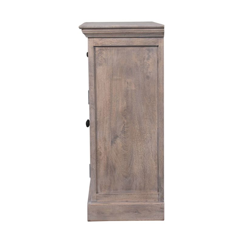 Stone Finish  Solid Wood Cabinet with Glazed Doors