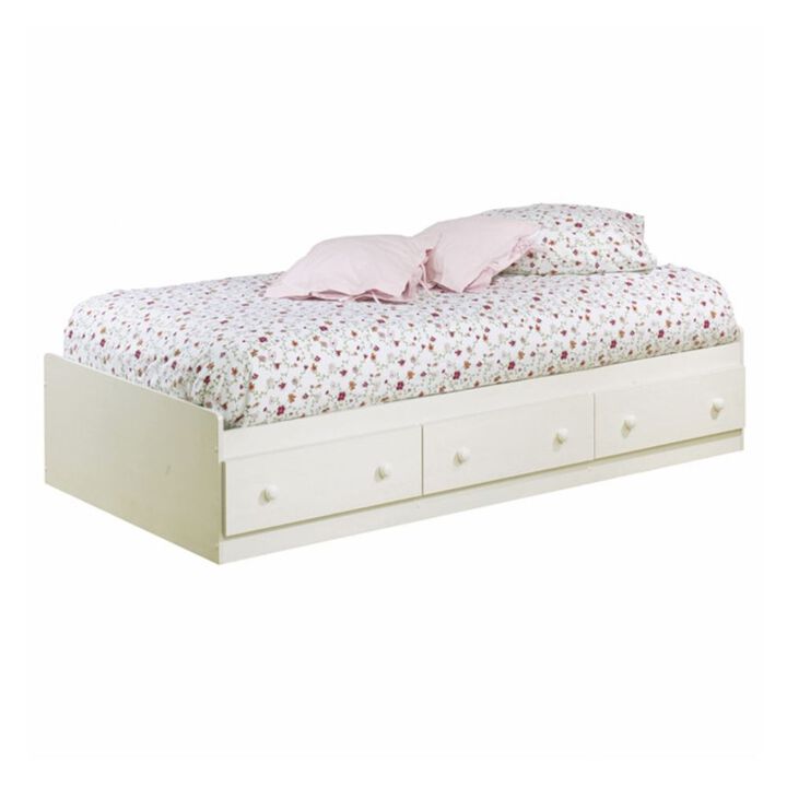 QuikFurn Twin size Platform Bed with 3 Storage Drawers in White Finish