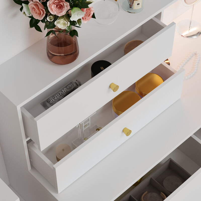 13-Drawer Dresser With Adjustable Lights And White Finish