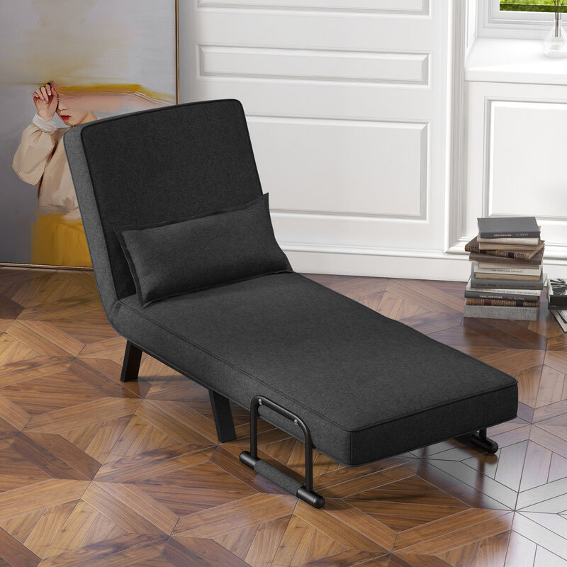 Folding 6 Position Convertible Sleeper Bed Armchair Lounge Couch with Pillow