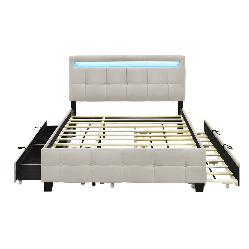 Merax Upholstered Platform Bed with LED Frame