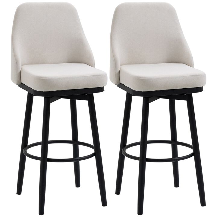 Ivory White Bar Seating: Plush Upholstered Stools with Steel Legs