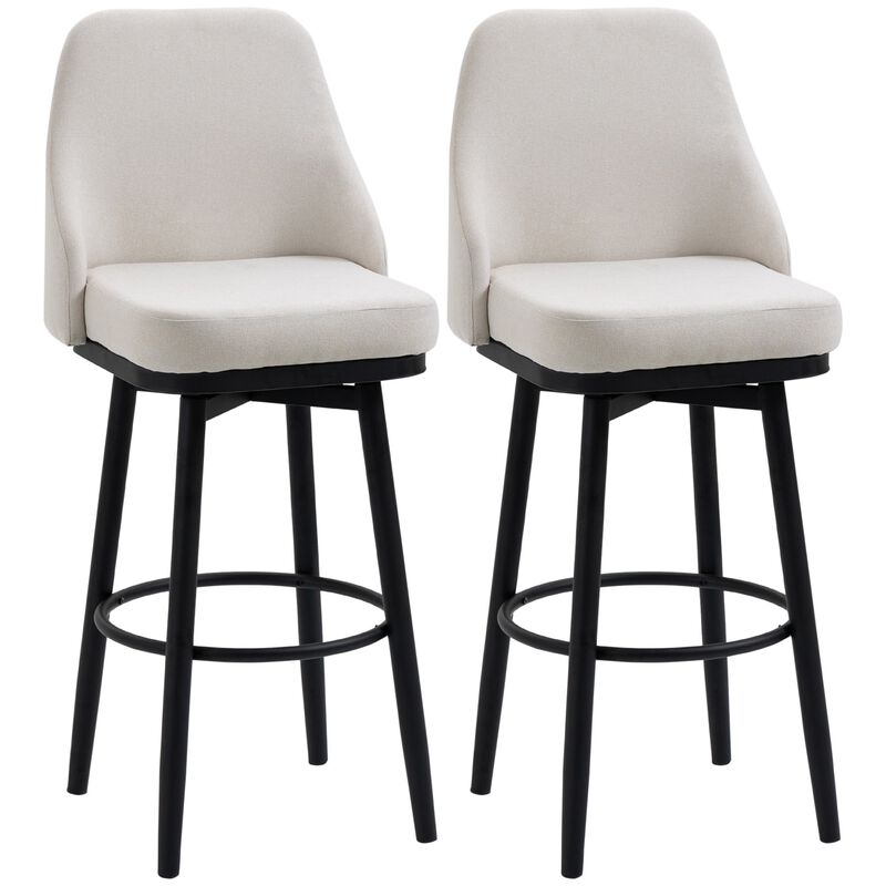 Ivory White Bar Seating: Plush Upholstered Stools with Steel Legs
