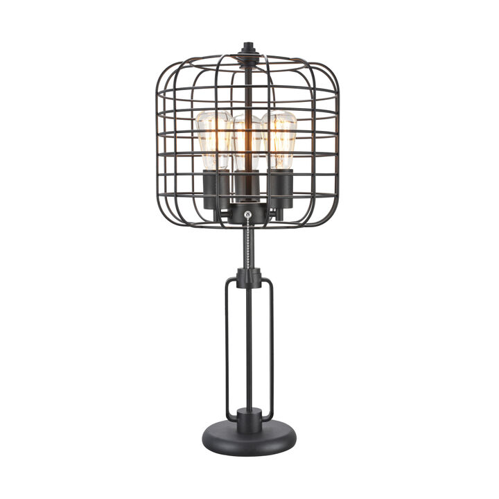 26" H Black Industrial Wire Cage Table Lamp with Edison Bulb (1 Pieces/Cnt)(2.96/14.43)
