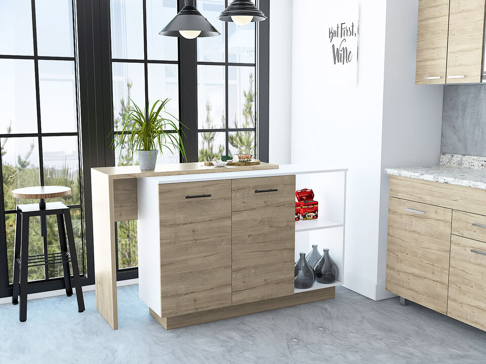 Streamdale Chesterfield 2-Shelf 1-Drawer 3-Division Kitchen Island White