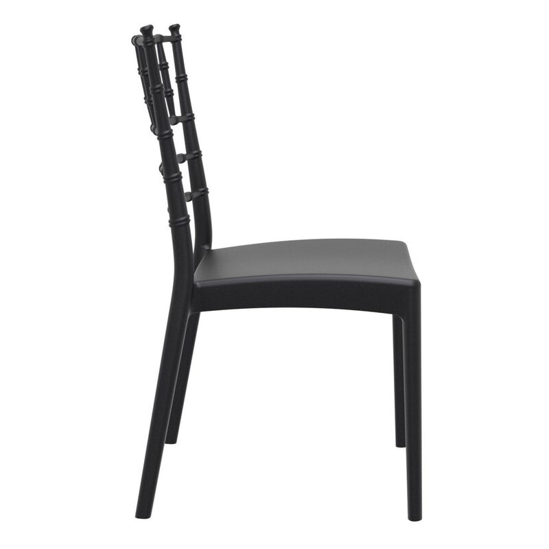 36" White Stackable Outdoor Patio Armless Dining Chair