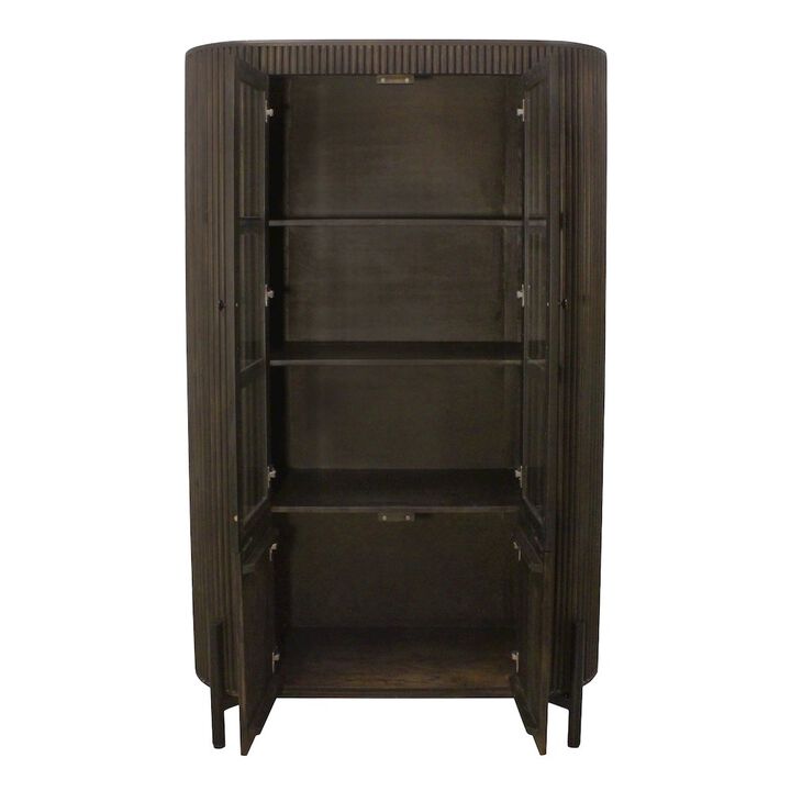 Alex Hamilton Odin 2-Glass Door Cabinet in Charred Ember Finish on Mango Wood