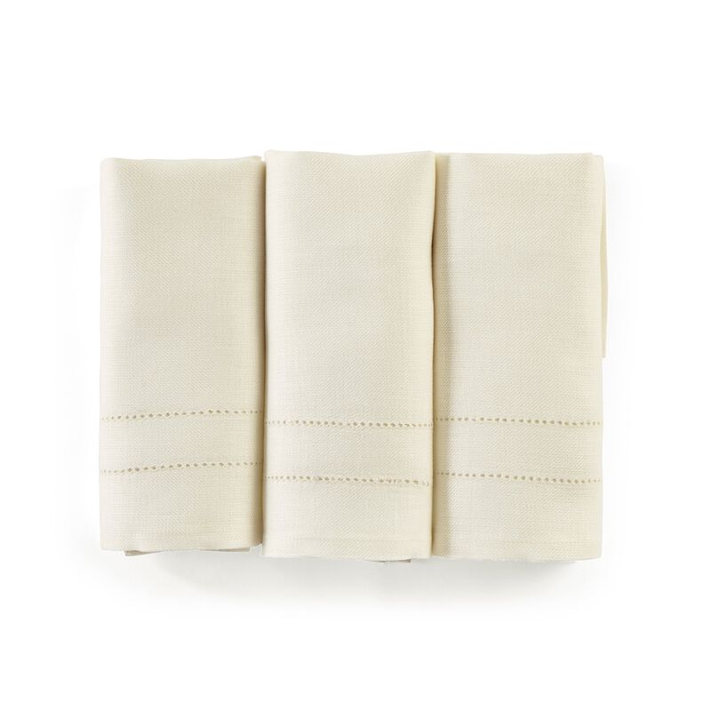 Solino Home 100% Pure Linen Hand Towels Set of 3 - 14 x 24 Inch