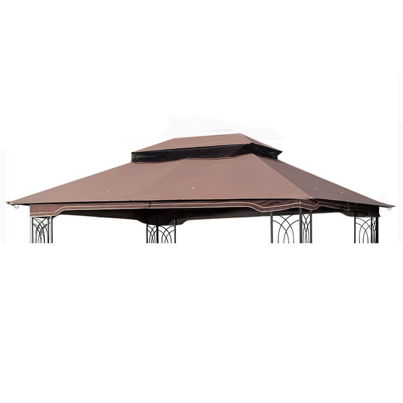 13 X 10FT Patio Double Roof Gazebo Replacement Canopy Top Fabric