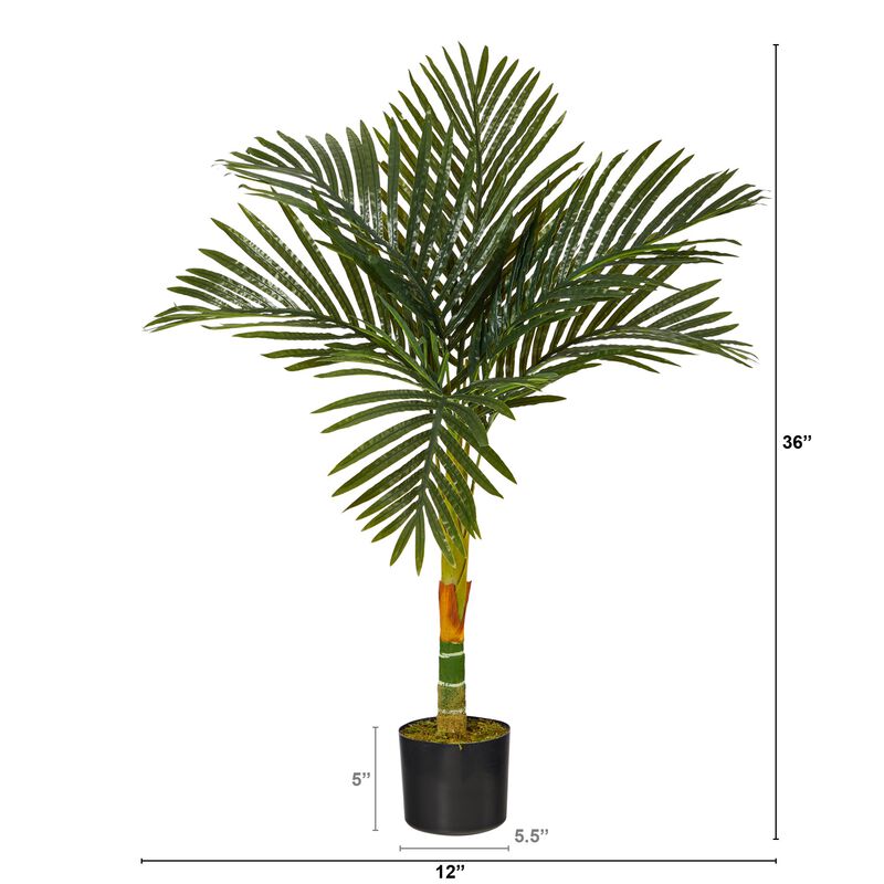 Hivvago 3 Feet Single Stalk Golden Cane Artificial Palm Tree