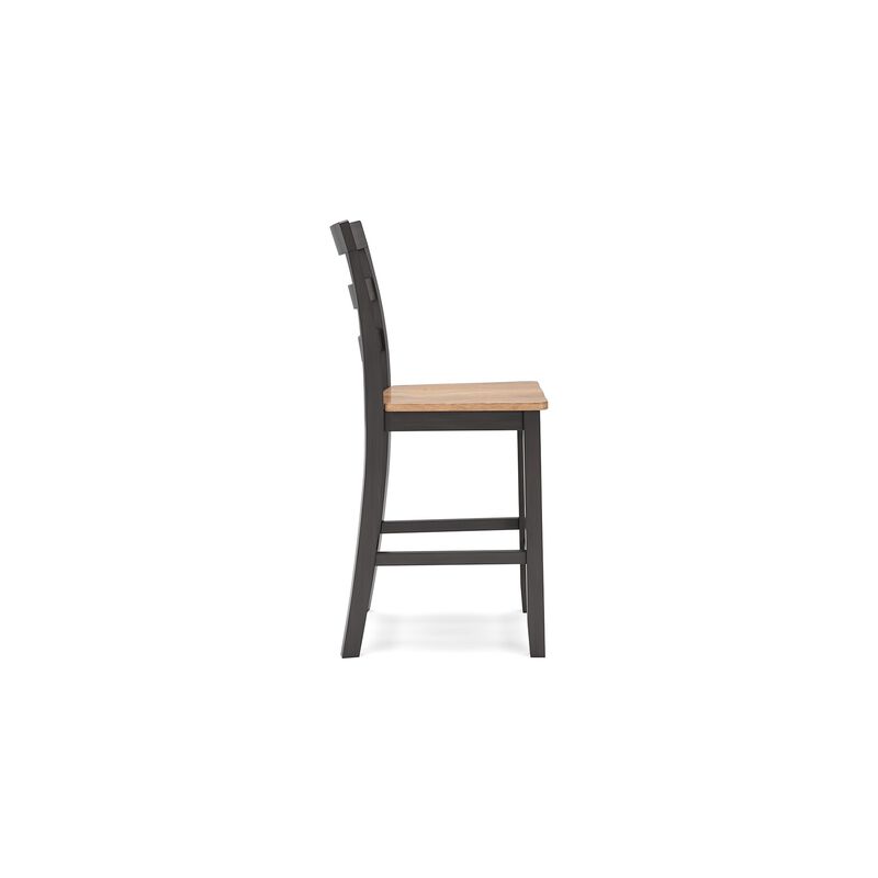 Gasy Counter Height Chair Set of 2, 24 Inch Dark Brown, Contoured Seat - Benzara