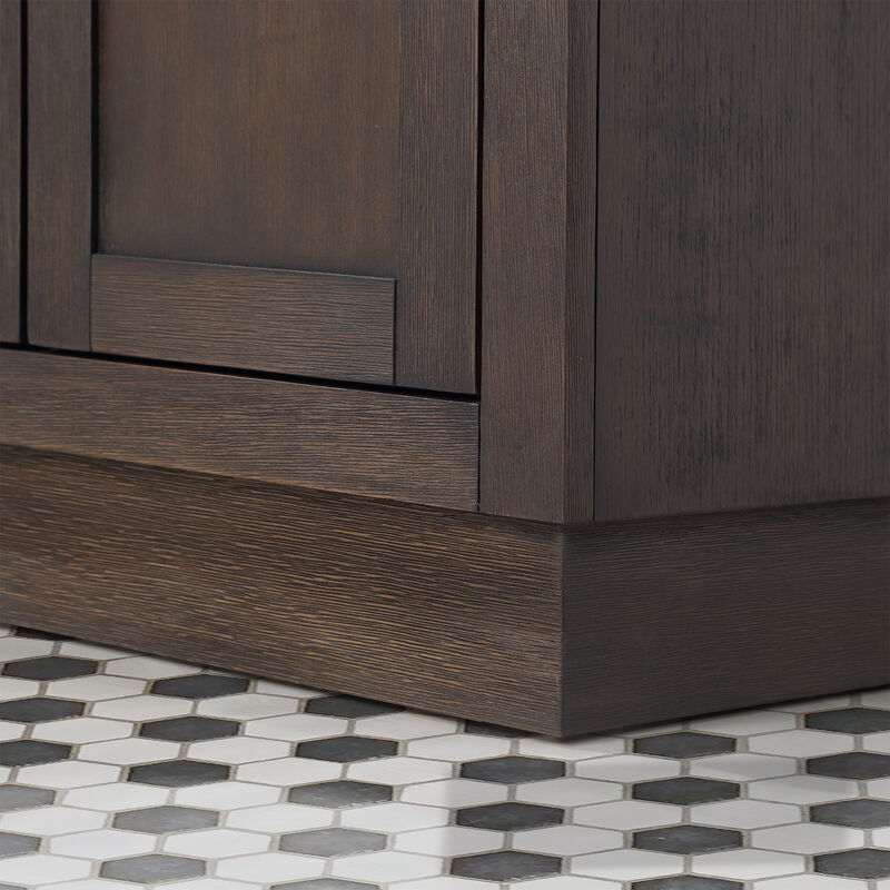 Chestnut 30 In. Single Sink Carrara White Marble Countertop Bath Vanity In Brown Oak with Satin Gold Hardware