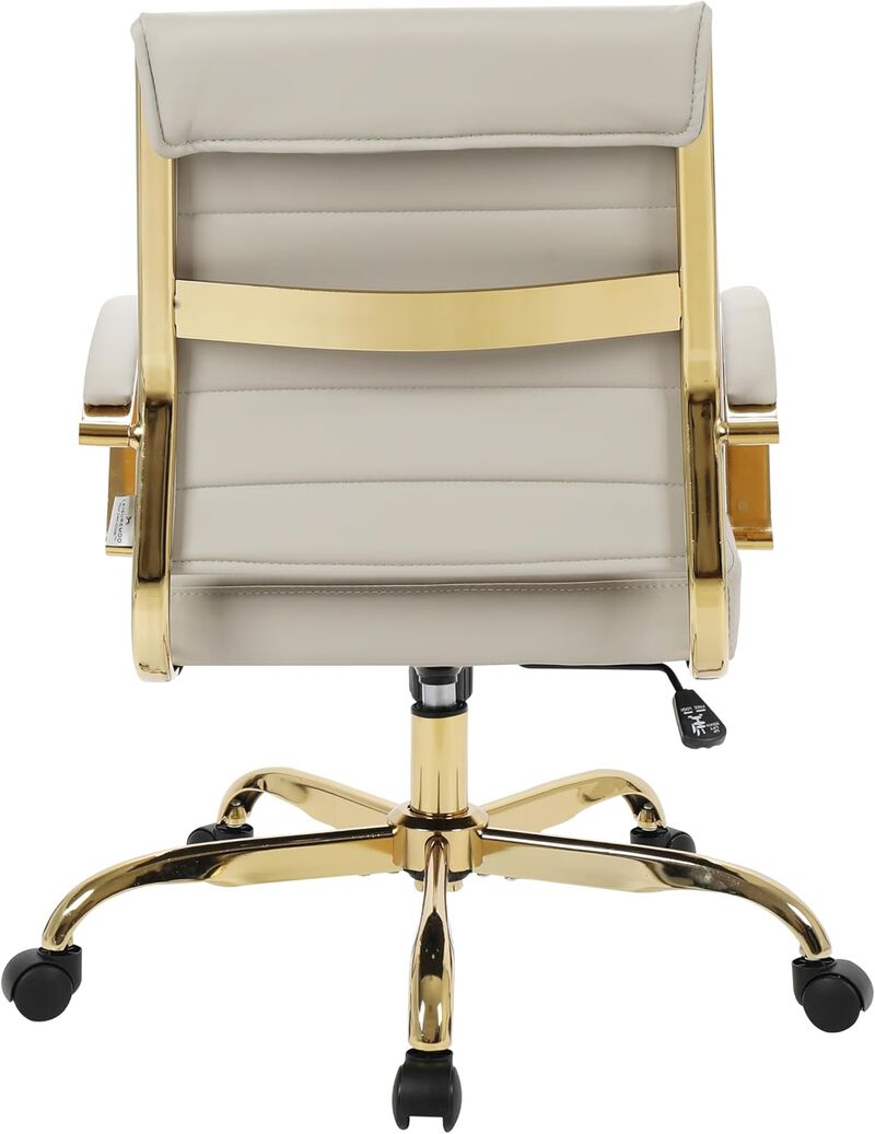 LeisureMod Benmar Home Leather Office Chair With Gold Frame