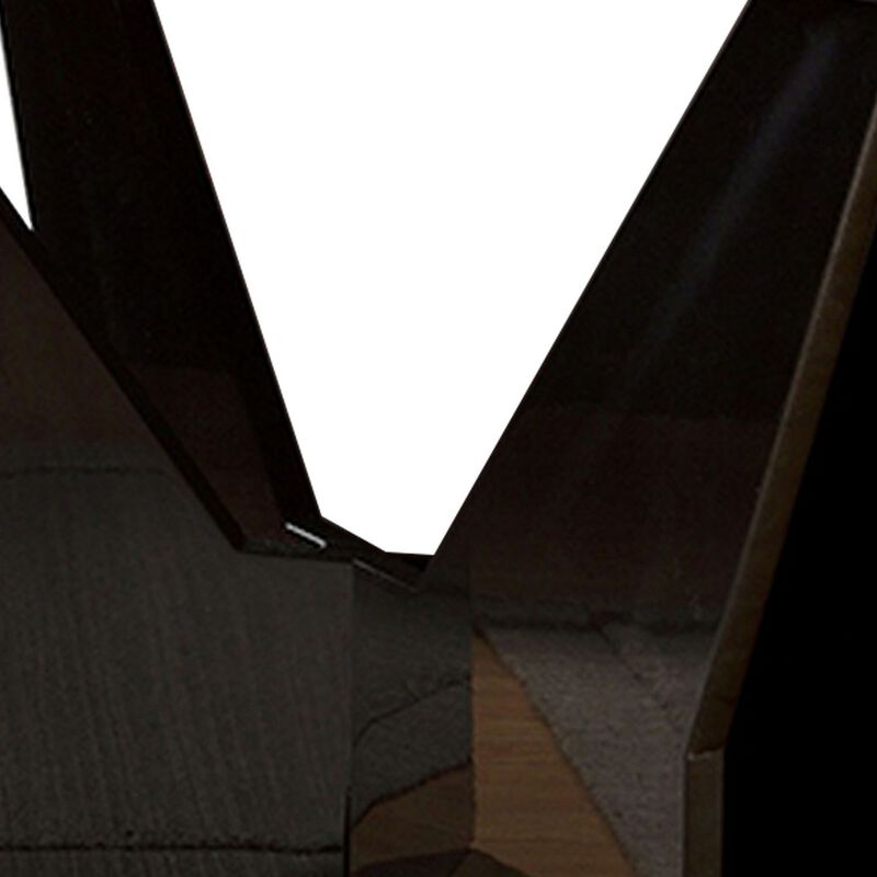 Pera 47 Inch Sofa Console Table, Glass Insert Surface, Geometric, Black-Benzara