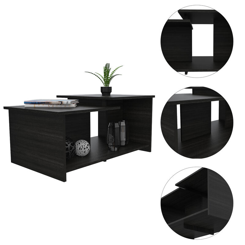 DEPOT E-SHOP Leanna 3 Coffee Table, Lower Open Shelf, Black