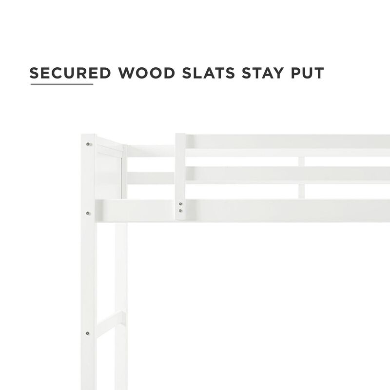Atwater Living Rollins Twin Wooden Loft Bed with Ladder and Safety Railings