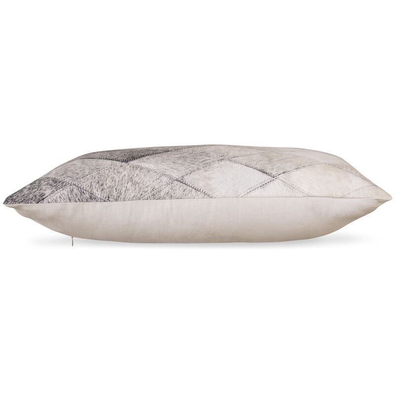 Lumbar Throw Pillow Set of 4, 14 x 22 Diamond Pattern, Gray and White Blend -
